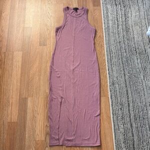 Beyond Yoga Mauve Sleeveless Ribbed Midi Dress